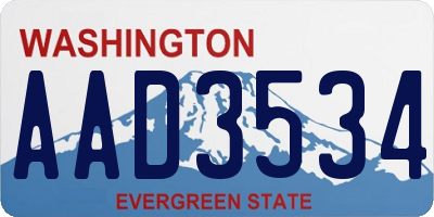 WA license plate AAD3534