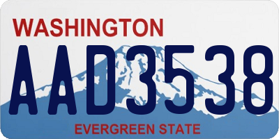 WA license plate AAD3538