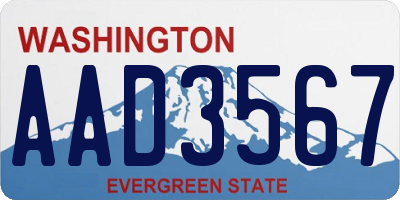 WA license plate AAD3567