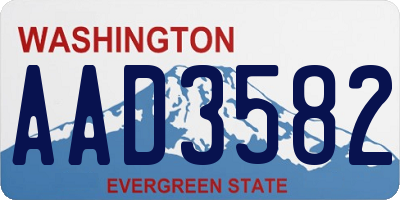 WA license plate AAD3582