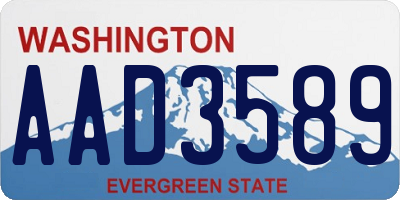 WA license plate AAD3589