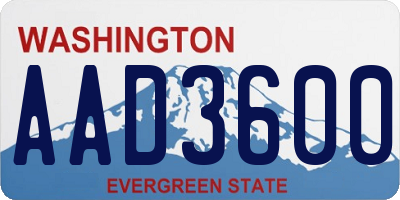 WA license plate AAD3600