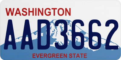 WA license plate AAD3662