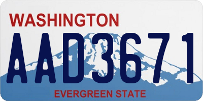 WA license plate AAD3671