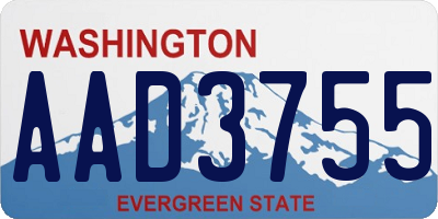 WA license plate AAD3755