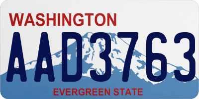 WA license plate AAD3763