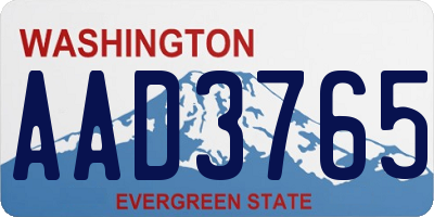 WA license plate AAD3765