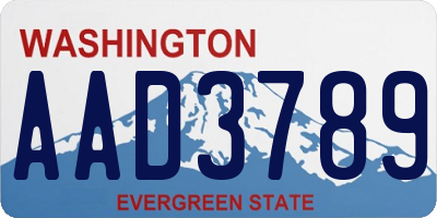 WA license plate AAD3789