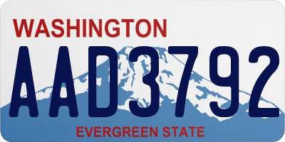 WA license plate AAD3792