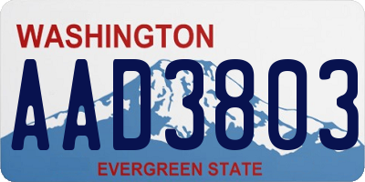WA license plate AAD3803