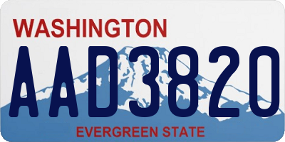 WA license plate AAD3820