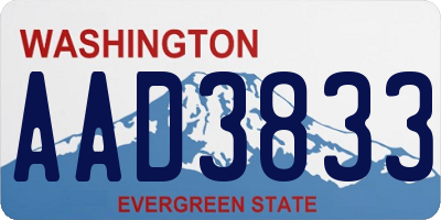 WA license plate AAD3833