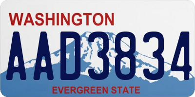 WA license plate AAD3834