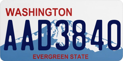 WA license plate AAD3840