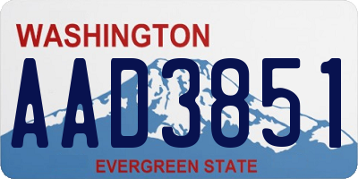 WA license plate AAD3851