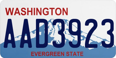 WA license plate AAD3923