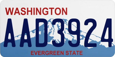 WA license plate AAD3924