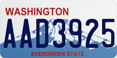 WA license plate AAD3925