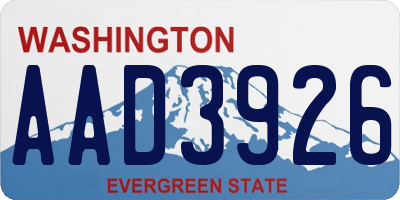 WA license plate AAD3926