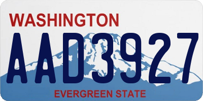 WA license plate AAD3927