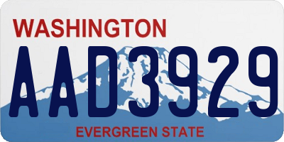 WA license plate AAD3929