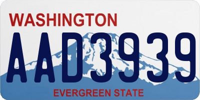 WA license plate AAD3939