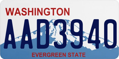 WA license plate AAD3940