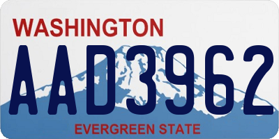 WA license plate AAD3962