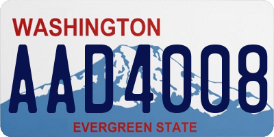 WA license plate AAD4008
