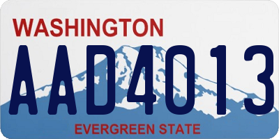 WA license plate AAD4013