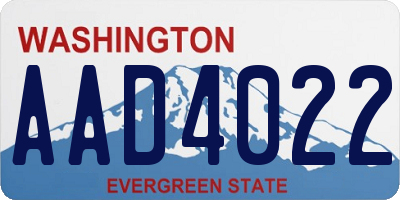 WA license plate AAD4022