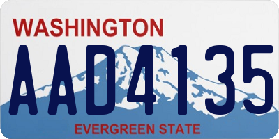 WA license plate AAD4135