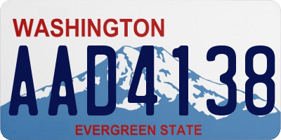WA license plate AAD4138
