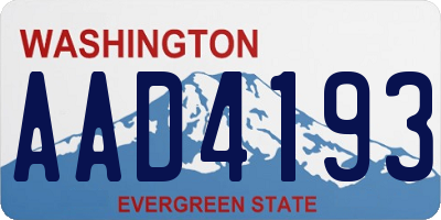 WA license plate AAD4193