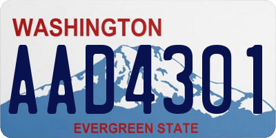 WA license plate AAD4301