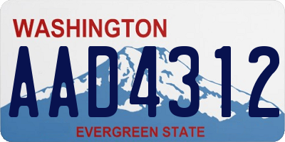 WA license plate AAD4312