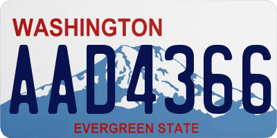 WA license plate AAD4366