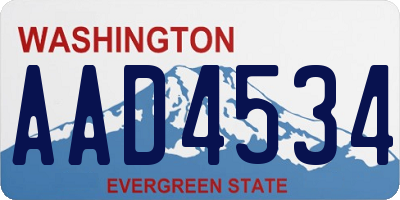 WA license plate AAD4534