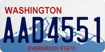 WA license plate AAD4551
