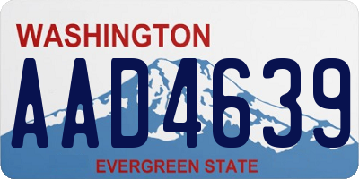 WA license plate AAD4639