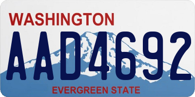 WA license plate AAD4692