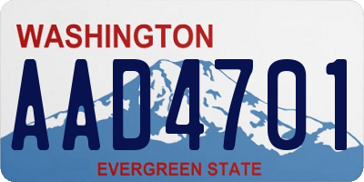 WA license plate AAD4701