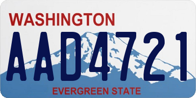 WA license plate AAD4721