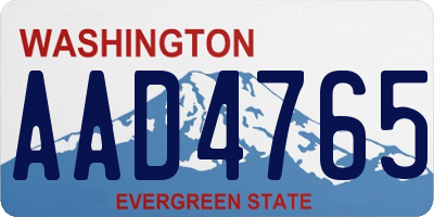 WA license plate AAD4765