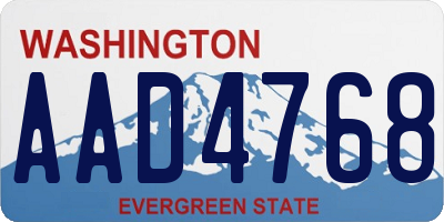 WA license plate AAD4768