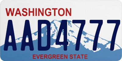 WA license plate AAD4777