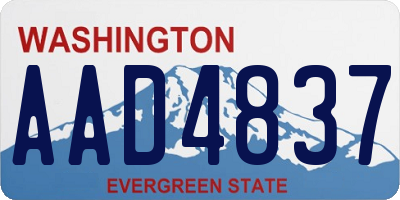 WA license plate AAD4837