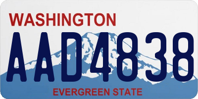 WA license plate AAD4838