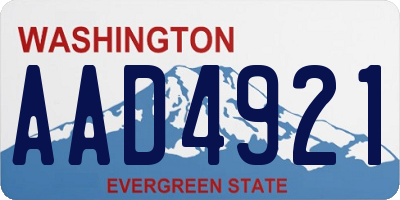 WA license plate AAD4921