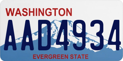 WA license plate AAD4934